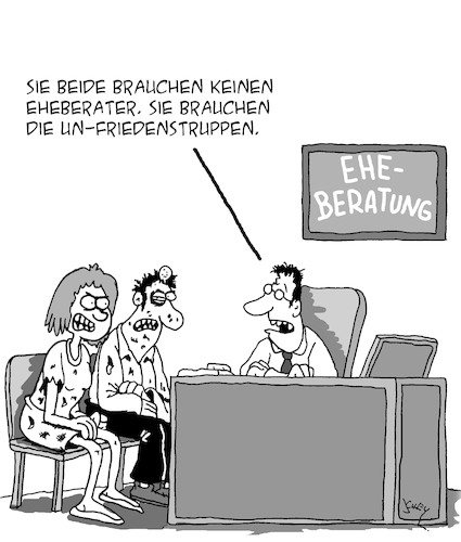 Cartoon: Eheberatung (medium) by Karsten Schley tagged ehe,liebe,männer,frauen,eheberatung,un,friedenstruppen,ehe,liebe,männer,frauen,eheberatung,un,friedenstruppen