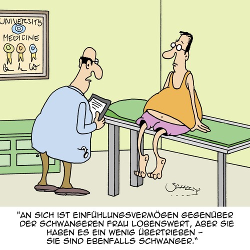 Cartoon: Einfühlsame Männer GIBT ES!! (medium) by Karsten Schley tagged männer,frauen,ärzte,patienten,gesundheit,empathie,psychologie,schwangerschaft,beziehungen,liebe,ehe,männer,frauen,ärzte,patienten,gesundheit,empathie,psychologie,schwangerschaft,beziehungen,liebe,ehe