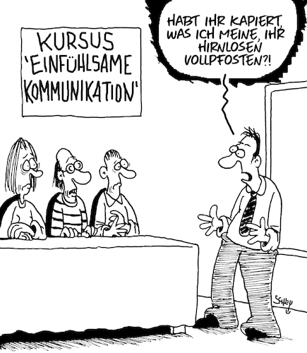 Cartoon: Empathie (medium) by Karsten Schley tagged empathie,sensibilität,kommunikation,beziehungen,sprache,empfindlichkeit,medien,internet,gesellschaft,empathie,sensibilität,kommunikation,beziehungen,sprache,empfindlichkeit,medien,internet,gesellschaft