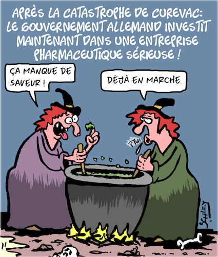 Cartoon: Entreprise Serieuse (medium) by Karsten Schley tagged curevac,allemande,investissements,vaccins,recherche,actionnaires,rendement,politique,curevac,allemande,investissements,vaccins,recherche,actionnaires,rendement,politique