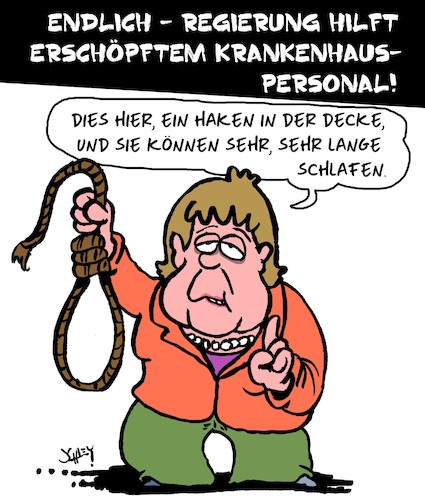 Cartoon: Erschöpftes Personal (medium) by Karsten Schley tagged politik,merkel,deutschland,krankenhauspersonal,coronavirus,hilfe,gesundheitssystem,gesellschaft,politik,merkel,deutschland,krankenhauspersonal,coronavirus,hilfe,gesundheitssystem,gesellschaft