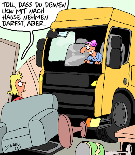 Cartoon: Es gibt noch gute Chefs (medium) by Karsten Schley tagged arbeit,arbeitgeber,arbeitnehmer,lkw,fahrer,transport,wirtschaft,familie,gesellschaft,arbeit,arbeitgeber,arbeitnehmer,lkw,fahrer,transport,wirtschaft,familie,gesellschaft