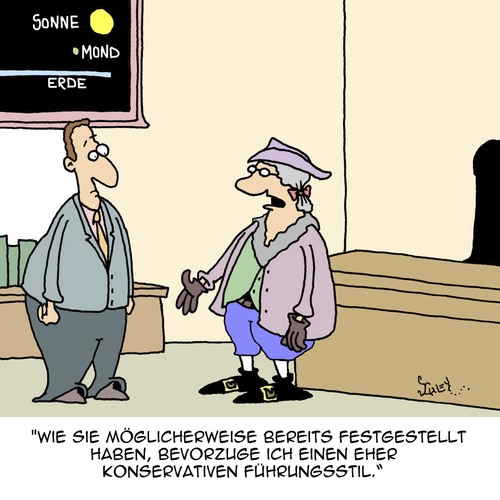 Cartoon: Etwas konservativ... (medium) by Karsten Schley tagged arbeitgeber,arbeitnehmer,führungskräfte,führungsstil,jobs,business,arbeit,wirtschaft,arbeitgeber,arbeitnehmer,führungskräfte,führungsstil,jobs,business,arbeit,wirtschaft