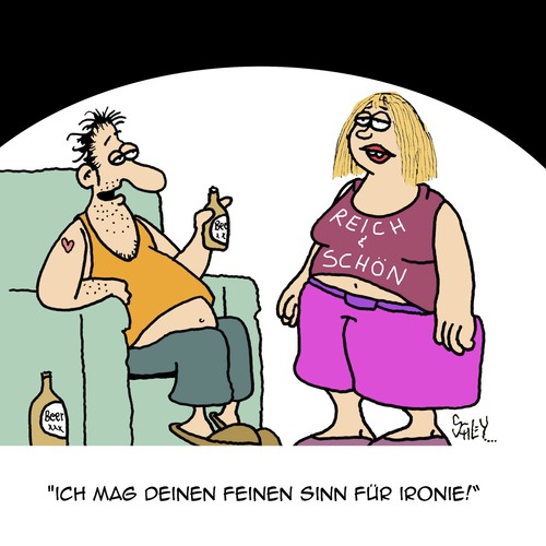 Cartoon: Feinsinnig (medium) by Karsten Schley tagged liebe,ehe,beziehungen,männer,frauen,schönheit,reichtum,kleidung,mode,ironie,humor,gesellschaft,liebe,ehe,beziehungen,männer,frauen,schönheit,reichtum,kleidung,mode,ironie,humor,gesellschaft