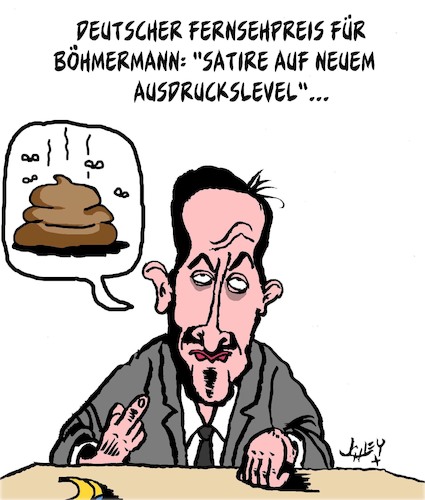 Cartoon: Fernsehpreis für Böhmermann (medium) by Karsten Schley tagged böhmermann,zwangsgebühren,fernsehen,tv,niveau,satire,medien,gesellschaft,böhmermann,zwangsgebühren,fernsehen,tv,niveau,satire,medien,gesellschaft