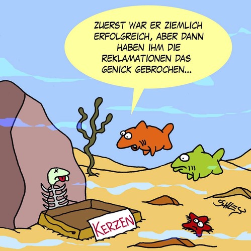 Cartoon: Fisch-Verkäufer (medium) by Karsten Schley tagged pleite,jobs,business,wirtschaft,verkaufen,verkäufer,umsatz,kunden,geld,tiere,umsatz,verkäufer,verkaufen,wirtschaft,business,jobs,pleite,kunden,geld,tiere