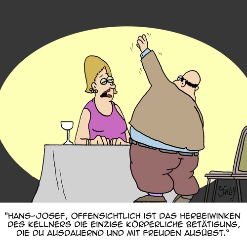 Cartoon: Fitness (medium) by Karsten Schley tagged männer,frauen,liebe,ehe,fitness,gesundheit,gastronomie,restaurants,ernährung,übergewicht,fettleibigkeit,sport,männer,frauen,liebe,ehe,fitness,gesundheit,gastronomie,restaurants,ernährung,übergewicht,fettleibigkeit,sport