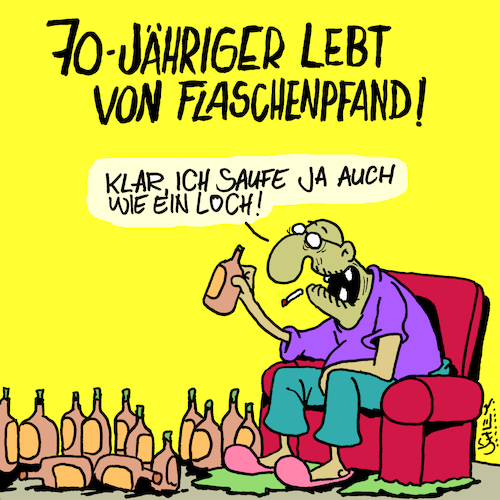 Cartoon: Flasche leer (medium) by Karsten Schley tagged alter,rente,altersarmut,geld,einkommen,soziales,arbeit,kapitalismus,ausbeutung,lebensabend,flaschenpfand,recycling,alter,rente,altersarmut,geld,einkommen,soziales,arbeit,kapitalismus,ausbeutung,lebensabend,flaschenpfand,recycling