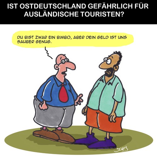 Cartoon: Gefahr!! (medium) by Karsten Schley tagged reisen,tourismus,deutschland,ostdeutschland,ausländer,ausländerfeindlichkeit,demokratie,faschismus,rechtsextremismus,wirtschaft,business,geld,reisen,tourismus,deutschland,ostdeutschland,ausländer,ausländerfeindlichkeit,demokratie,faschismus,rechtsextremismus,wirtschaft,business,geld