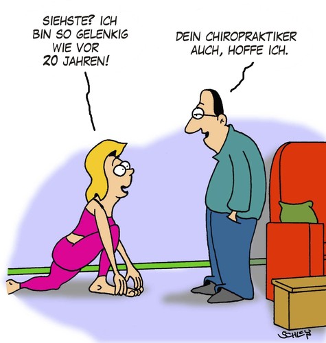 Cartoon: Gelenkig (medium) by Karsten Schley tagged sport,frauen,gesundheit,gesellschaft,frau,mann,männer,yoga,liebe,sport,frauen,gesundheit,gesellschaft,männer,yoga,liebe