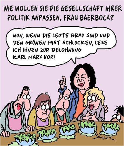 Cartoon: Gesellschaft anpassen (medium) by Karsten Schley tagged grüne,wahlen,gesellschaft,anpassung,demokratie,sozialismus,politik,verbote,marx,deutschland,grüne,wahlen,gesellschaft,anpassung,demokratie,sozialismus,politik,verbote,marx,deutschland