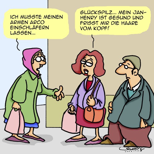 Cartoon: Glückspilz! (medium) by Karsten Schley tagged männer,frauen,beziehungen,ehe,liebe,ernährung,familie,haustiere,männer,frauen,beziehungen,ehe,liebe,ernährung,familie,haustiere