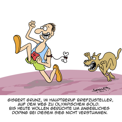 Cartoon: Gold-Medallie!! (medium) by Karsten Schley tagged sport,olympia,wettkampf,leichtatletik,sprinter,doping,betrug,tiere,hunde,sport,olympia,wettkampf,leichtatletik,sprinter,doping,betrug,tiere,hunde