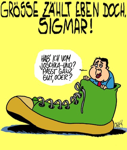 Cartoon: Größe... (medium) by Karsten Schley tagged politik,sigmar,gabriel,spd,größe,regierung,deutschland,aussenpolitik,israel,kompetenz,europa,politik,sigmar,gabriel,spd,größe,regierung,deutschland,aussenpolitik,israel,kompetenz,europa