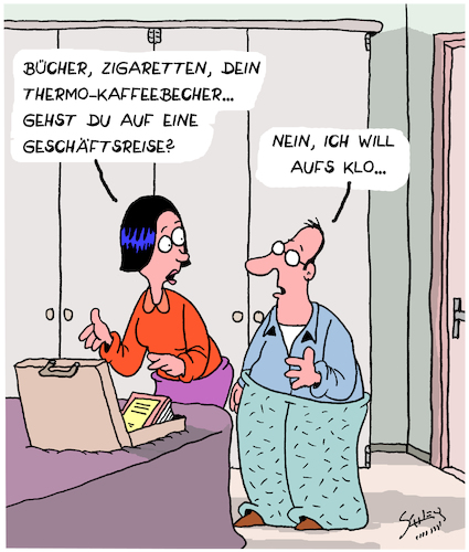 Cartoon: Gute Reise! (medium) by Karsten Schley tagged männer,frauen,familie,angewohnheiten,verdauung,gesundheit,beziehungen,liebe,gesellschaft,männer,frauen,familie,angewohnheiten,verdauung,gesundheit,beziehungen,liebe,gesellschaft