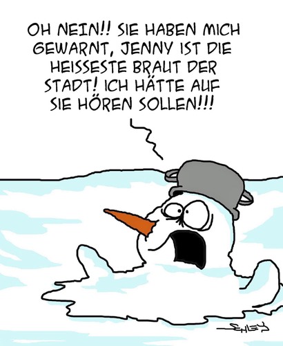 Cartoon: Heiss (medium) by Karsten Schley tagged männer,frauen,liebe,beziehungen,erotik,schnee,wetter,schneemänner,klima,männer,frauen,liebe,beziehungen,erotik,schnee,wetter,schneemänner,klima