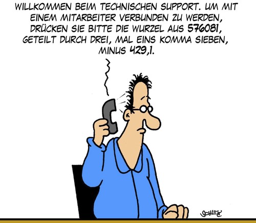 Cartoon: Hotline (medium) by Karsten Schley tagged technik,kunden,hotlines,callcenters,wirtschaft,business,mathematik,bildung,technik,kunden,hotlines,callcenters,wirtschaft,business,mathematik,bildung,service