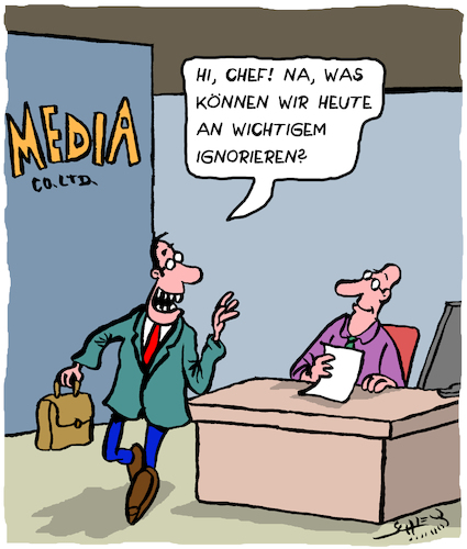 Cartoon: Ignoranz (medium) by Karsten Schley tagged medien,auflage,einschaltquote,pressefreiheit,relevanz,feigheit,anzeigenkunden,geld,kapitalismus,profite,informationen,business,wirtschaft,medien,auflage,einschaltquote,pressefreiheit,relevanz,feigheit,anzeigenkunden,geld,kapitalismus,profite,informationen,business,wirtschaft