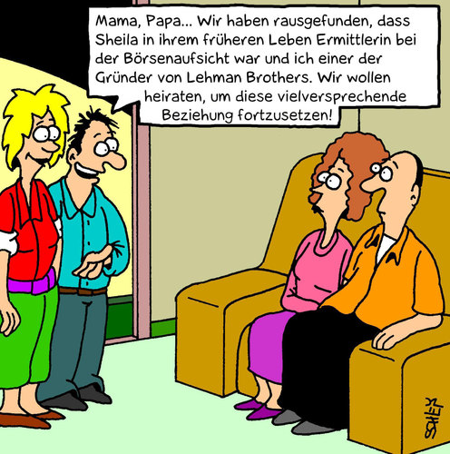 Cartoon: Im früheren Leben (medium) by Karsten Schley tagged gesellschaft,esotherik,religion,wirtschaft,geld,beziehungen,männer,frauen,heirat,gesellschaft,esoterik,religion,wirtschaft,geld,beziehungen,männer,heirat,frauen,ehe,liebe,partnerschaft,wiedergeburt,erfolg