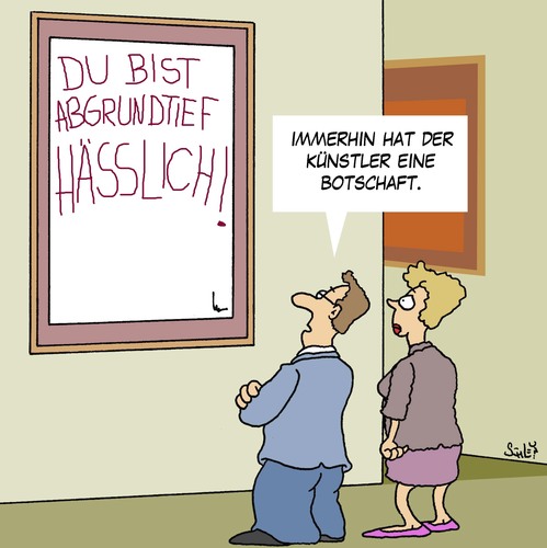 Cartoon: Immerhin (medium) by Karsten Schley tagged kunst,künstler,museen,botschaft,kunstsammler,bilder,malerei,maler,kunst,künstler,museen,botschaft,kunstsammler,bilder,malerei,maler