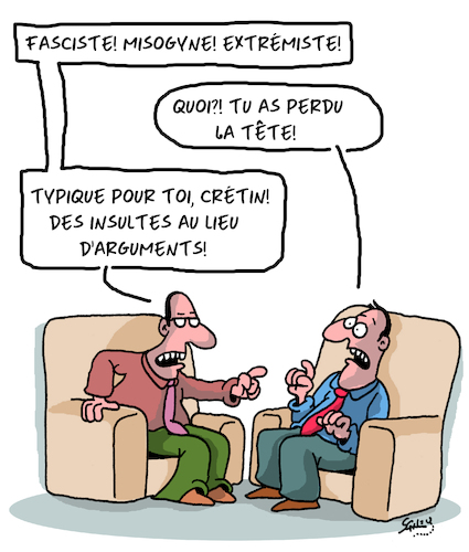 Cartoon: Insultes (medium) by Karsten Schley tagged debats,logique,langue,education,insultes,culture,psychologie,debats,logique,langue,education,insultes,culture,psychologie