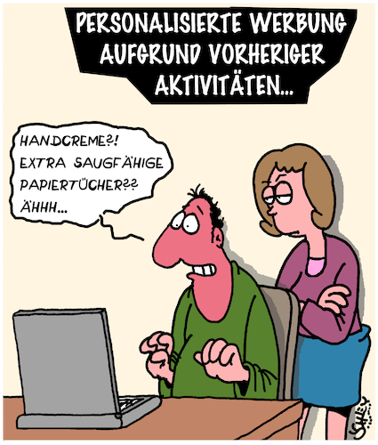 Cartoon: Internet-Aktivitäten (medium) by Karsten Schley tagged internet,werbung,algorithmen,computer,technik,surfen,ehe,beziehungen,liebe,männer,gesellschaft,internet,werbung,algorithmen,computer,technik,surfen,ehe,beziehungen,liebe,sex,männer,gesellschaft