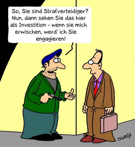 Cartoon: Investition (medium) by Karsten Schley tagged kriminalität,gesetz,verbrechen,anwälte,geld,gesellschaft,wirtschaft,kriminalität,gesetz,verbrechen,geld,gesellschaft,wirtschaft,anwalt,justiz