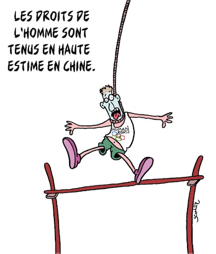 Cartoon: Jeux Olympiques en Chine (medium) by Karsten Schley tagged politique,chine,droits,propagande,medias,economie,societe,politique,chine,droits,propagande,medias,economie,societe