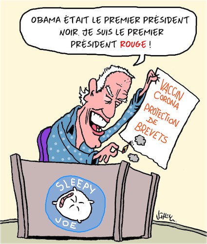 Cartoon: Joe le Socialiste (medium) by Karsten Schley tagged corona,politique,socialisme,economie,despotisme,biden,vaccin,brevets,societe,corona,politique,socialisme,economie,despotisme,biden,vaccin,brevets,societe