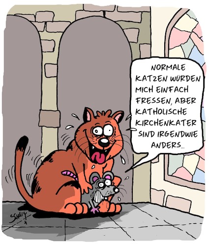 Cartoon: Katholische Kater (medium) by Karsten Schley tagged kirche,katzen,missbrauch,katholizismus,religion,vertuschung,kriminalität,gesellschaft,kirche,katzen,missbrauch,katholizismus,religion,vertuschung,kriminalität,gesellschaft