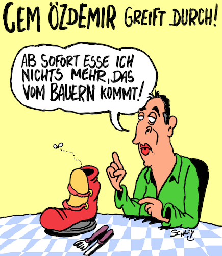 Cartoon: Konsequent! (medium) by Karsten Schley tagged bauernproteste,deutschland,politik,landwirtschaft,landwirtschaftsministerium,ernährung,özdemir,konsequenzen,medien,gesellschaft,bauernproteste,deutschland,politik,landwirtschaft,landwirtschaftsministerium,ernährung,özdemir,konsequenzen,medien,gesellschaft