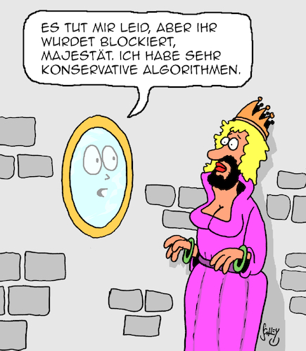 Cartoon: Konservativ (medium) by Karsten Schley tagged algorithmen,blockierungen,bigotterie,märchen,legenden,sexualität,geschlechter,diskriminierung,technik,politik,medien,gesellschaft,algorithmen,blockierungen,bigotterie,märchen,legenden,sexualität,geschlechter,diskriminierung,technik,politik,medien,gesellschaft