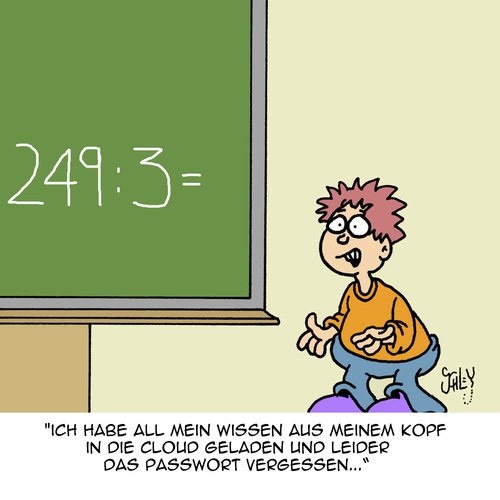 Cartoon: Kopf in den Wolken... (medium) by Karsten Schley tagged computer,technik,bildung,schule,schüler,jugend,kommunikation,internet,datensicherung,datensicherheit,computer,technik,bildung,schule,schüler,jugend,kommunikation,internet,datensicherung,datensicherheit