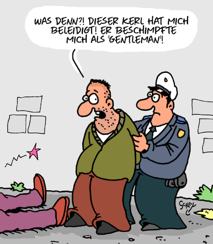 Cartoon: Krasse Beleidigung! (medium) by Karsten Schley tagged beleidigungen,verteidigung,notwehr,gewalt,bildung,justiz,polizei,körperverletzung,psychologie,gesellschaft,beleidigungen,verteidigung,notwehr,gewalt,bildung,justiz,polizei,körperverletzung,psychologie,gesellschaft