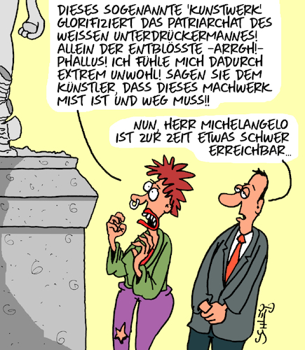 Cartoon: Kunst muß WEG!! (medium) by Karsten Schley tagged kunst,toleranz,engstirnigkeit,bildung,kultur,vielfalt,meinungsfreiheit,kunstfreiheit,gesellschaft,medien,kunst,toleranz,engstirnigkeit,bildung,kultur,vielfalt,meinungsfreiheit,kunstfreiheit,gesellschaft,medien