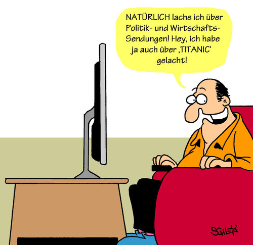 Cartoon: Lachen (medium) by Karsten Schley tagged fernsehen,medien,wirtschaft,politik,gesellschaft,unterhaltung,information,fernsehen,medien,politik,wirtschaft,unterhaltung,gesellschaft,information