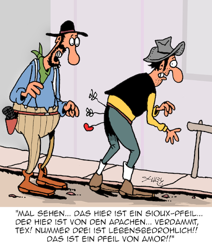 Cartoon: Lebensbedrohlich (medium) by Karsten Schley tagged western,cowboys,filme,literatur,comics,medien,unterhaltung,geschichte,liebe,beziehungen,gesellschaft,western,cowboys,filme,literatur,comics,medien,unterhaltung,geschichte,liebe,beziehungen,gesellschaft