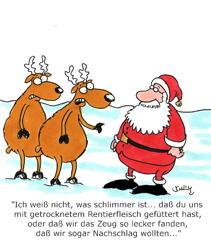 Cartoon: Lecker Zeug! (medium) by Karsten Schley tagged tiere,rentiere,weihnachten,weihnachtsmann,religion,bibel,christentum,feiertage,ernährung,gesellschaft,tiere,rentiere,weihnachten,weihnachtsmann,religion,bibel,christentum,feiertage,ernährung,gesellschaft