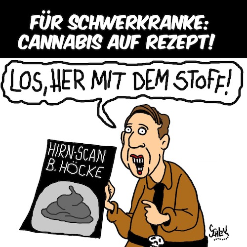 Cartoon: Legaler Stoff (medium) by Karsten Schley tagged politik,afd,höcke,gesundheit,drogen,cannabis,wahlen,rechtsextremismus,populismus,faschismus,gesellschaft,deutschland,politik,afd,höcke,gesundheit,drogen,cannabis,wahlen,rechtsextremismus,populismus,faschismus,gesellschaft,deutschland