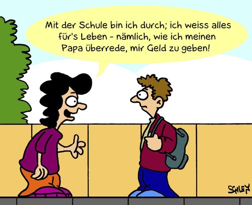 Cartoon: Lernen (medium) by Karsten Schley tagged schüler,schule,eltern,kinder,väter,mütter,jugend,bildung,gesellschaft,geld,leben,schule,schüler,väter,jugend,bildung,gesellschaft