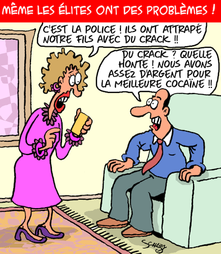 Cartoon: Les Elites (medium) by Karsten Schley tagged elites,drogue,criminalite,societe,richesse,parents,enfants,famille,elites,drogue,criminalite,societe,richesse,parents,enfants,famille