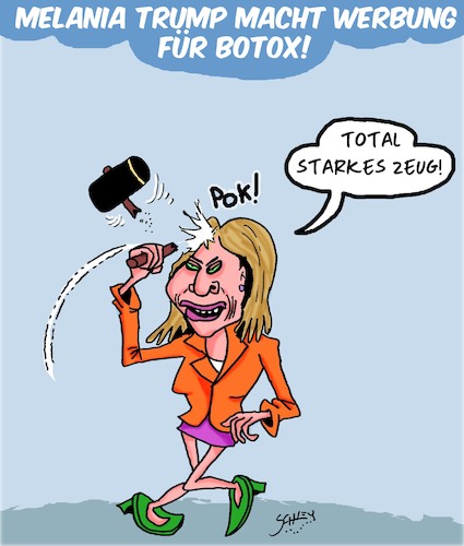 Cartoon: Melania macht Werbung (medium) by Karsten Schley tagged melania,trump,botox,werbung,usa,nervengift,schönheit,politik,promis,melania,trump,botox,werbung,usa,nervengift,schönheit,politik,promis