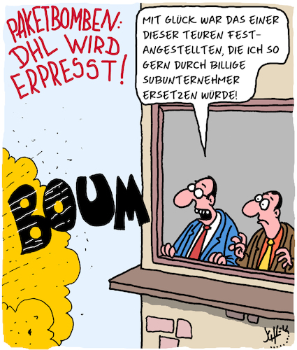 Cartoon: Mit Glück... (medium) by Karsten Schley tagged post,paketdienste,dhl,erpressung,kriminalität,lohndumping,subunternehmer,kapitalismus,ausbeutung,spekulanten,aktien,profite,business,wirtschaft,gesellschaft,post,paketdienste,dhl,erpressung,kriminalität,lohndumping,subunternehmer,kapitalismus,ausbeutung,spekulanten,aktien,profite,business,wirtschaft,gesellschaft