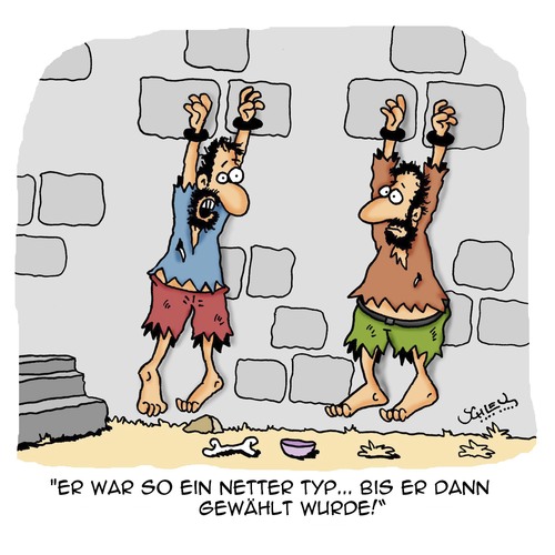 Cartoon: Netter Typ (medium) by Karsten Schley tagged politik,demokratie,wahlen,wahlversprechen,gesetze,unterdrückung,freiheit,gesellschaft,politik,demokratie,wahlen,wahlversprechen,gesetze,unterdrückung,freiheit,gesellschaft