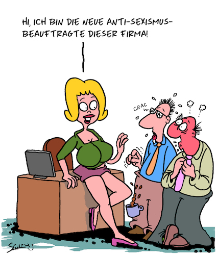 Cartoon: Neue Kollegin (medium) by Karsten Schley tagged business,wirtschaft,männer,frauen,karriere,sexismus,politik,soziales,büro,arbeitnehmer,gesellschaft,business,wirtschaft,männer,frauen,karriere,sexismus,politik,soziales,büro,arbeitnehmer,gesellschaft