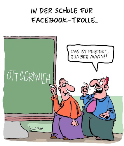 Cartoon: Orthographie (medium) by Karsten Schley tagged facebook,hasskommentare,rechtschreibung,bildung,internet,computer,gesellschaft,facebook,hasskommentare,rechtschreibung,bildung,internet,computer,gesellschaft