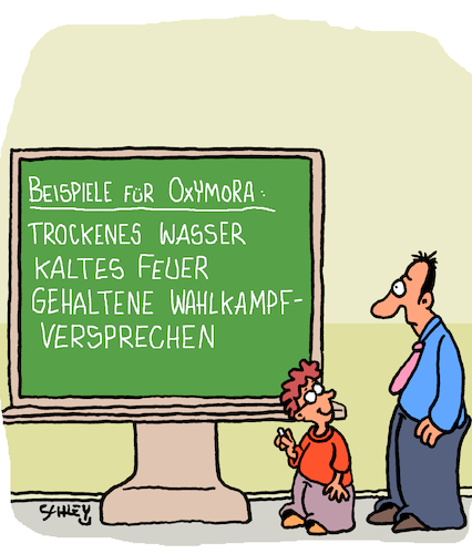 Cartoon: Oxymora (medium) by Karsten Schley tagged oxymora,schule,lernen,bildung,politik,wahlkampf,wahlkampfversprechen,medien,gesellschaft,oxymora,schule,lernen,bildung,politik,wahlkampf,wahlkampfversprechen,medien,gesellschaft