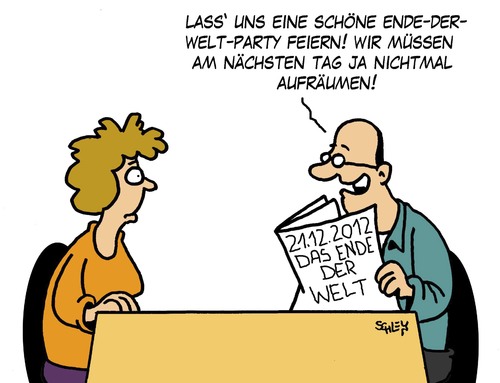 Cartoon: Party (medium) by Karsten Schley tagged journalismus,zeitungen,religion,festtage,weihnachten,aberglaube,mayaprophezeiung,2012,geld,weihnachtsgeschenke,umsatz,wirtschaft,mayaprophezeiung,aberglaube,weihnachten,festtage,religion,zeitungen,2012,weltungergang