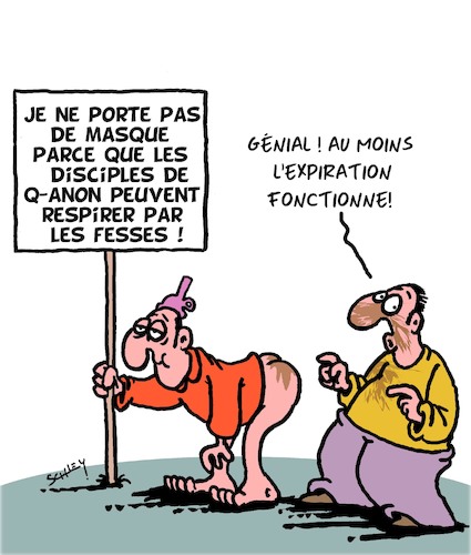 Cartoon: Pas besoin de masque! (medium) by Karsten Schley tagged masques,corona,covid19,qanon,societe,sante,politique,masques,corona,covid19,qanon,societe,sante,politique