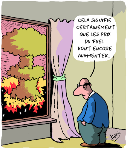 Cartoon: Plus Cher... (medium) by Karsten Schley tagged gaz,prix,economie,trafic,travail,guerre,bombes,nucleaires,politique,priorites,gaz,prix,economie,trafic,travail,guerre,bombes,nucleaires,politique,priorites